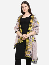 Chex Panel Rose Khadi Cotton Embroidered Festive Dupatta In Grey